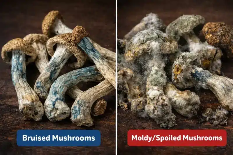 bruised vs moldy mushrooms